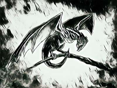 Perching Dragon B&W