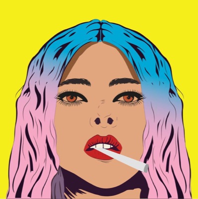 Colourful Lady smokes