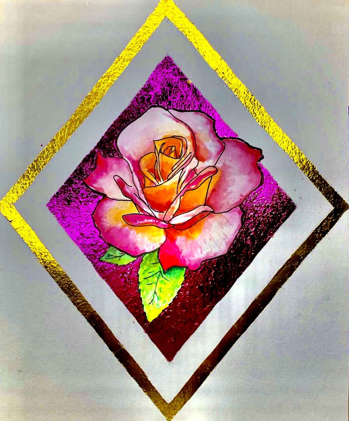 Gold around rose